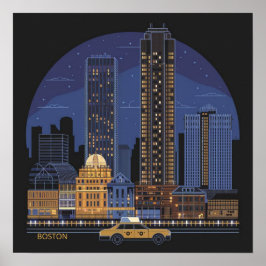 Amerika Boston City Skyline, Boston Ma Us Skyline Poster