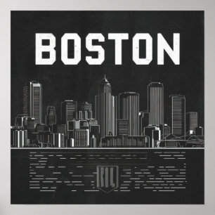 Amerika Boston City Skyline, Boston Ma Us Skyline Poster