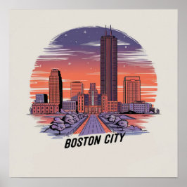 Amerika Boston City Skyline, Boston Ma Us Skyline Poster