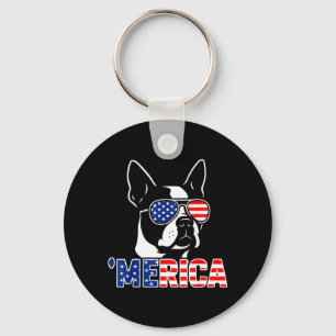 Amerika Boston Terrier Patriotisch 4. Juli Hund Schlüsselanhänger