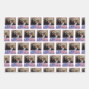 Amerika braucht einen Cowboy - Trump 2020 Geschenkpapier Set