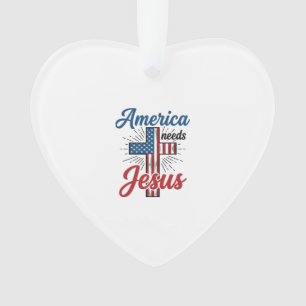 Amerika Braucht Jesus Patriotisches Kreuz-Shirt-De Ornament
