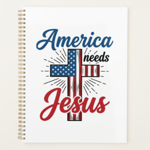Amerika braucht Jesus patriotisches Kreuz-Shirt-De Planer