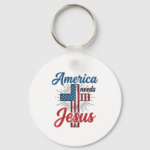 Amerika Braucht Jesus Patriotisches Kreuz-Shirt-De Schlüsselanhänger
