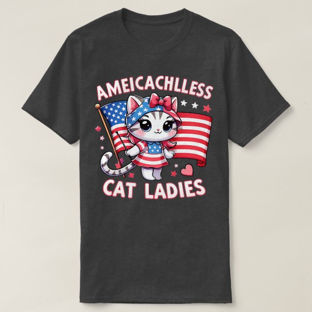 Amerika braucht kinderlose Katzenamen T-Shirt (Design vorne)