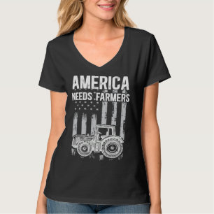 Amerika braucht Landwirte USA-Flagge Unterstützung T-Shirt
