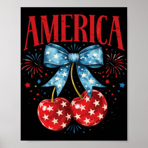 Amerika Cherry-Schleife Amerikanische Flagge Klein Poster