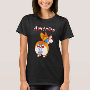 Amerika Corgi Patriotischer Corgi Hintern T-Shirt