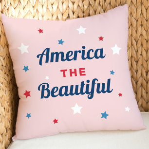 Amerika, das schöne Rosa Stern Patriotisch Kissen