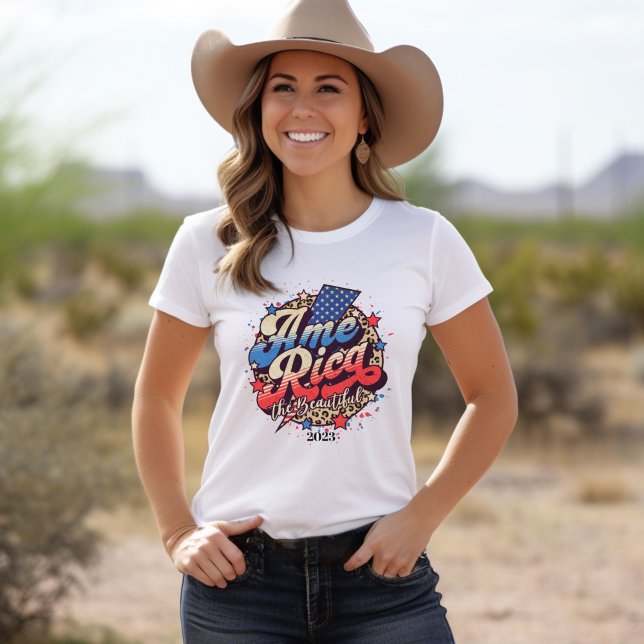 Amerika der schöne Retro-Schriftart T-Shirt (America the Beautiful Retro Font T-Shirt
)