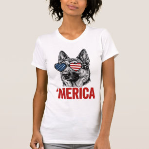 Amerika Deutsche-Schäferhund-Flagge-Sonnenbrille-S T-Shirt