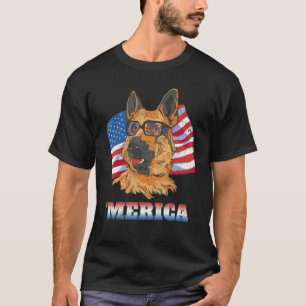 Amerika Deutscher Schäferhund Amerikanische Flagge T-Shirt