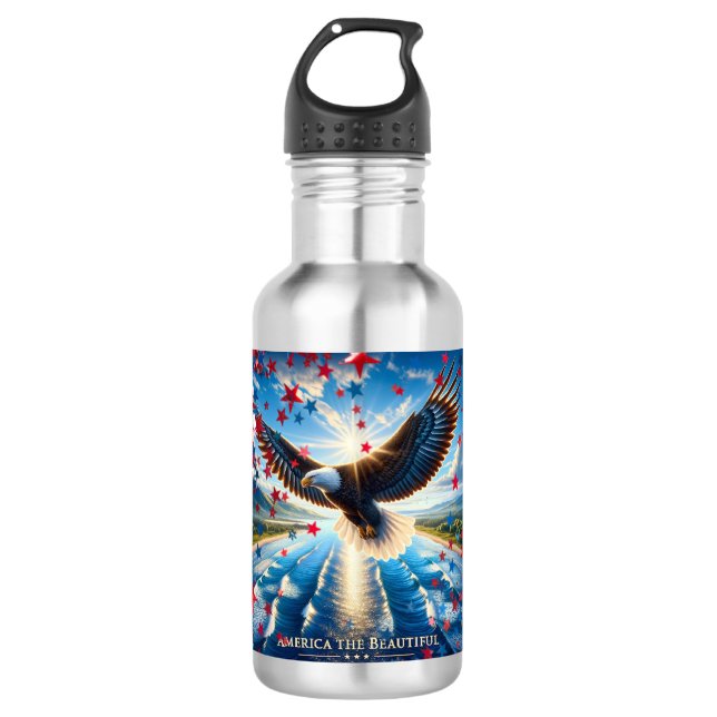 Amerika: Die schöne US-Adlerflagge Edelstahlflasche (Vorderseite)