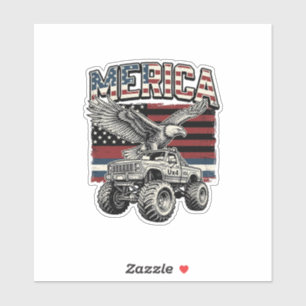 Amerika Eagle Monster Truck Vintage Patriotisch Aufkleber