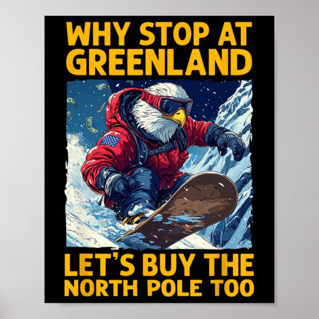 Amerika Eagle Snowboarden in Grönland und Nordamer Poster (Vorne)