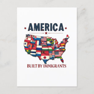 Amerika erbaut von Immigranten Patriotic American Feiertagspostkarte