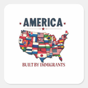 Amerika erbaut von Immigranten Patriotic American Quadratischer Aufkleber