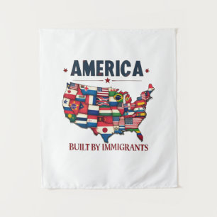 Amerika erbaut von Immigranten Patriotic American Wandteppich