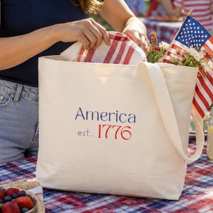 Amerika est 1776 Typografie 250 Geburtstag Blau Ro Jumbo Stoffbeutel