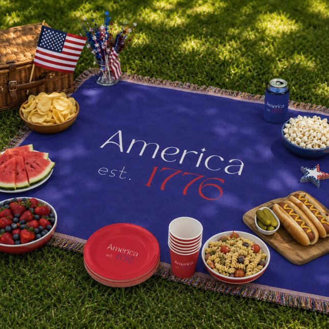 Amerika est 1776 Typografie 4. Juli Blau Decke (Von Creator hochgeladen)