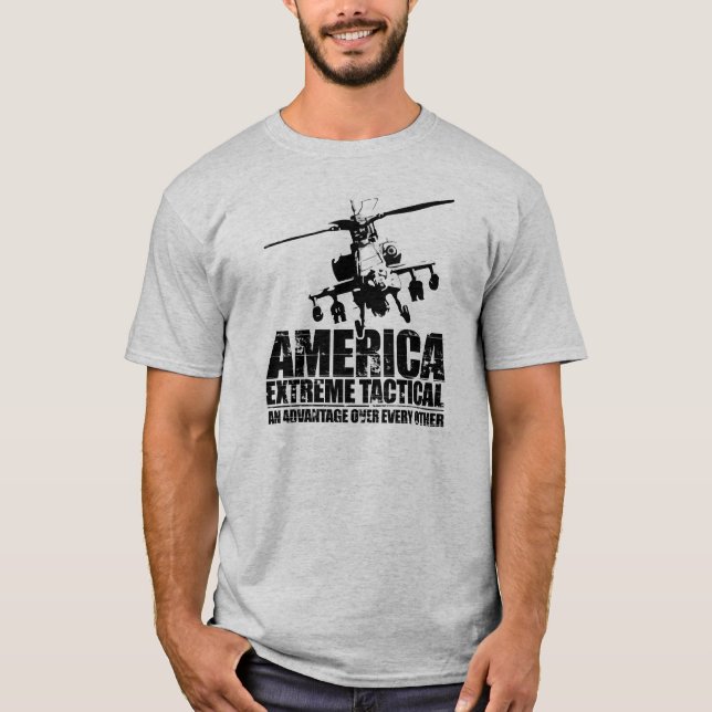 Amerika-extremes taktisches - Apache-Hubschrauber T-Shirt (Vorderseite)