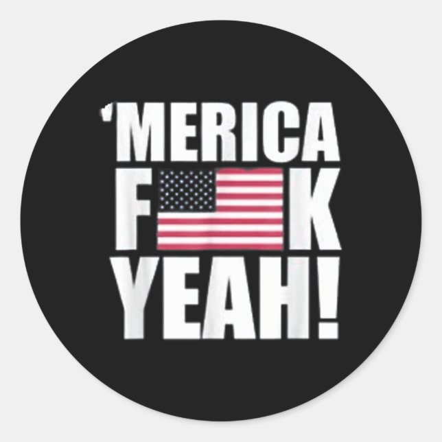 Amerika F Yeah Fourth 4th Juli Runder Aufkleber (Vorderseite)