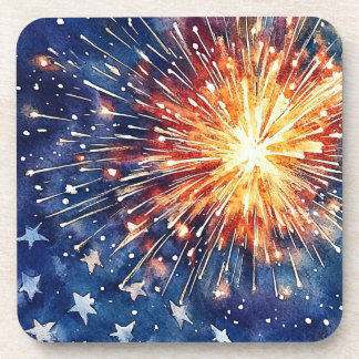 Amerika-Feier. Sterne und Feuerwerk.  Getränkeuntersetzer
