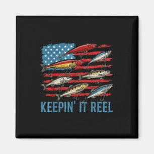 Amerika Fisch Flagge Bleibt Reel Retro 4. Juli Magnet