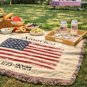 Amerika-Flagge 1776 bis 2026 USA 250. Jubiläum Decke