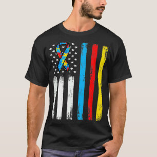 Amerika-Flagge Autismus Eltern Autistisches Kind B T-Shirt