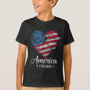 Amerika-Flagge Herz 1776 2026 4. Juli 250. T-Shirt