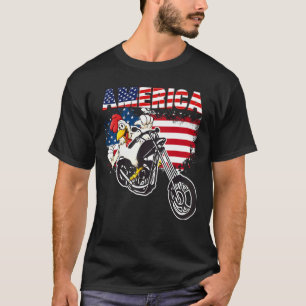 Amerika-Flagge Huhn Motorrad 4. Juli Nation T-Shirt