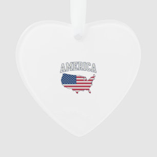 Amerika-Flagge Karte Patriotisch Retro Grafik-Shir Ornament