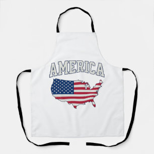 Amerika-Flagge Karte Patriotisch Retro Grafik-Shir Schürze