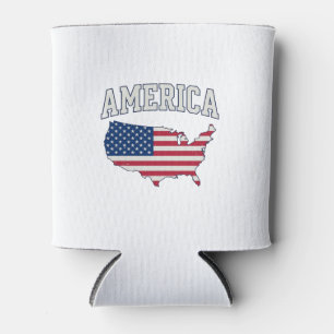 Amerika-Flagge Karte Patriotisches Vintage-Grafik- Dosenkühler