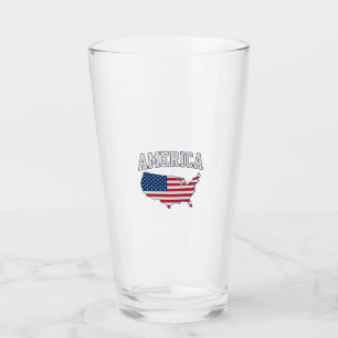 Amerika-Flagge Karte Patriotisches Vintage-Grafik- Glas