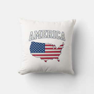 Amerika-Flagge Karte Patriotisches Vintage-Grafik- Kissen