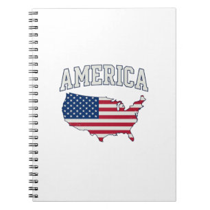 Amerika-Flagge Karte Patriotisches Vintage Grafik- Notizblock