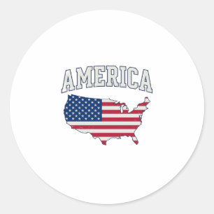 Amerika-Flagge Karte Patriotisches Vintage Grafik- Runder Aufkleber