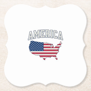 Amerika-Flagge-Karte Patriotisches Vintage-Grafik- Untersetzer