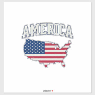 Amerika-Flagge-Karte-Patriotisches-vintage-grafisc Aufkleber