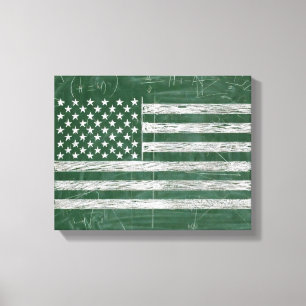 Amerika-Flagge Kreidetafel Kunst (Zeichnung Nr. 3) Leinwanddruck