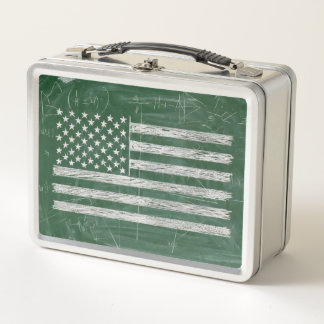 Amerika-Flagge Kreidetafel Kunst (Zeichnung Nr. 3) Metall Brotdose