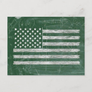 Amerika-Flagge Kreidetafel Kunst (Zeichnung Nr. 3) Postkarte