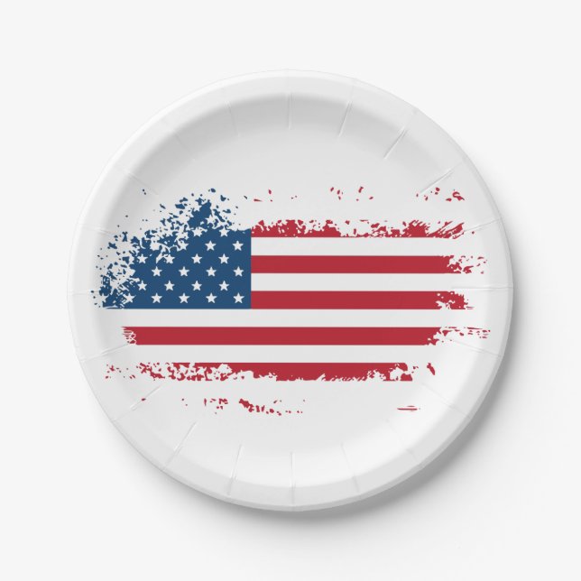 Amerika-Flagge Pappteller, Amerika-Flagge Party-Te Pappteller (Vorderseite)