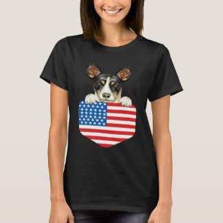 Amerika Flagge Ratten Terrier Hund In Tasche T-Shirt