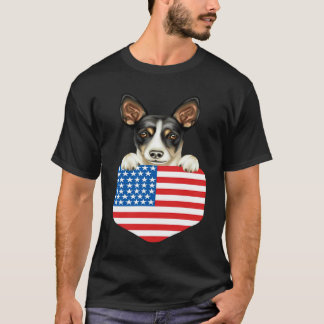 Amerika-Flagge Ratten Terrier Hund In Tasche T-Shirt