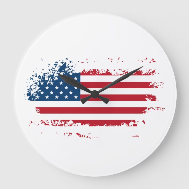 Amerika-Flagge-Uhr Große Wanduhr (Vorderseite)