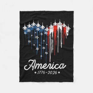 Amerika-Flagge US Herz 1776 2026 4. Juli 250. Fleecedecke