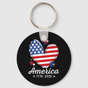 Amerika-Flagge US Herz 1776 2026 4. Juli 250. Schlüsselanhänger
